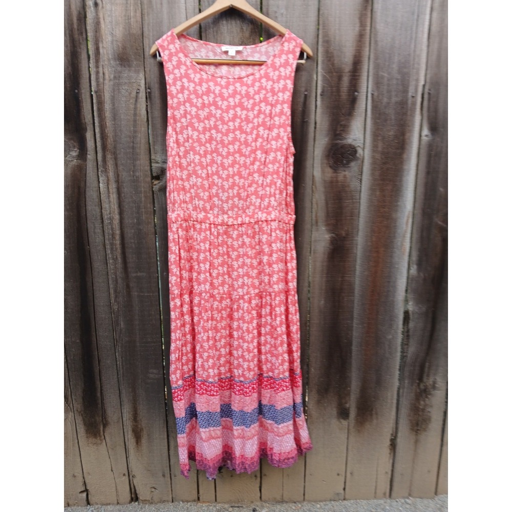 Beach Lunch Lounge Peonia Sleeveless Back Cutout Maxi Dress Strawberry Sz Xl
